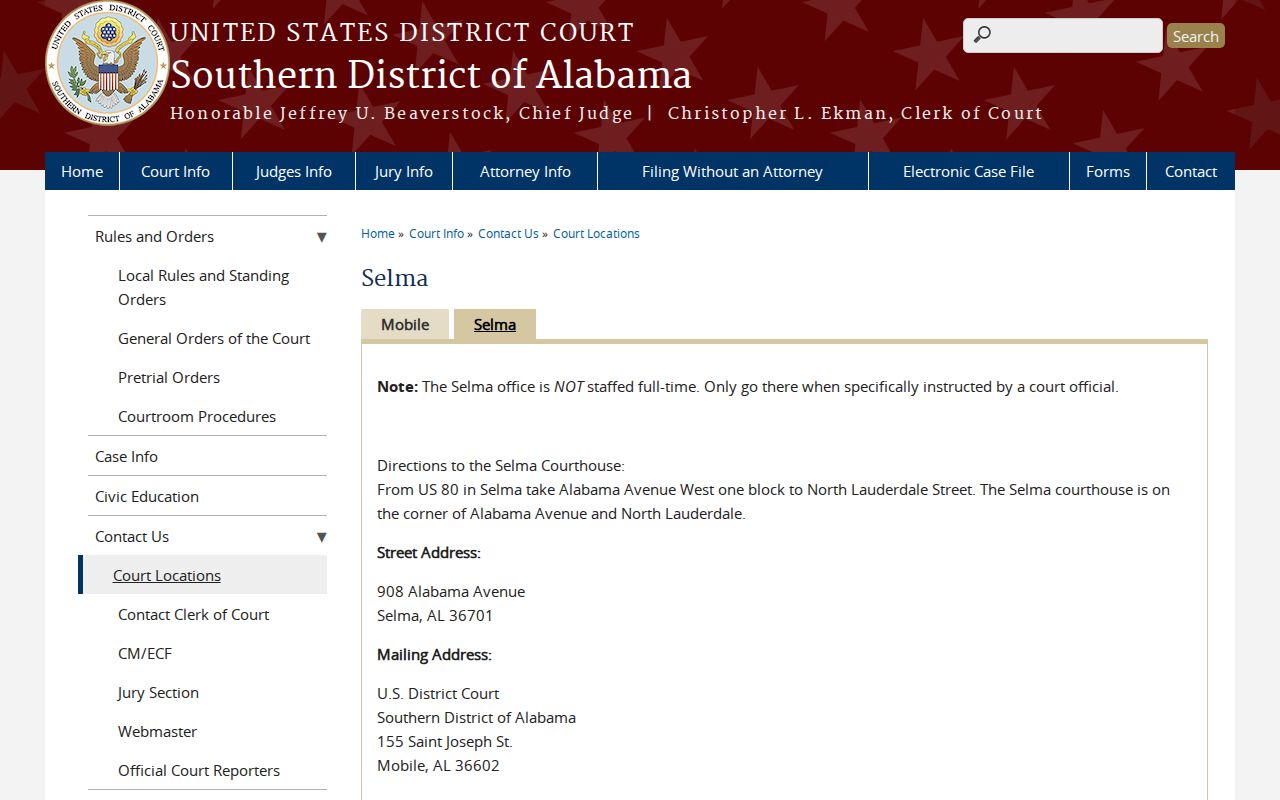 Oak Hill court docket federal Selma jurisdiction reference
